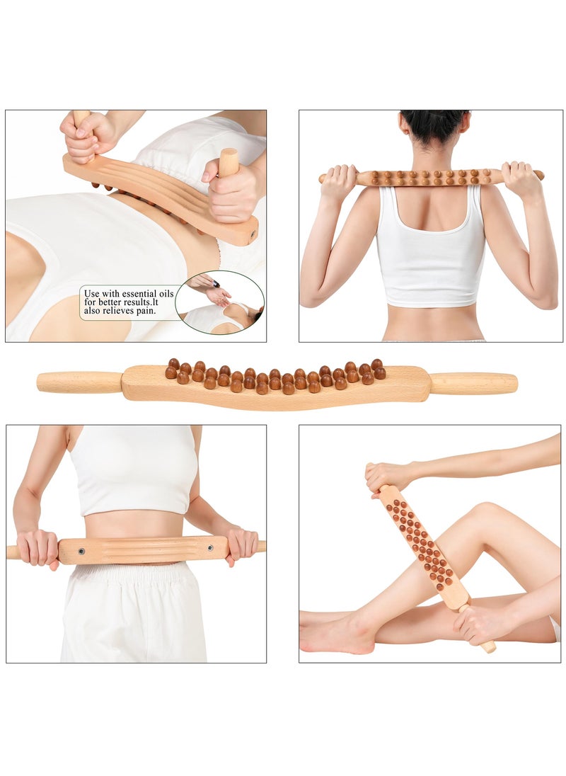 SYOSI Wood Therapy Tools, (34 Beads) Massage Roller Stick Lymphatic Drainage Massager Therapeutic Wood Stick Muscle Relaxation Roller Manual Lymph Drainage for Maderoterapy,Guasha,Anti Cellulite  - Image 4