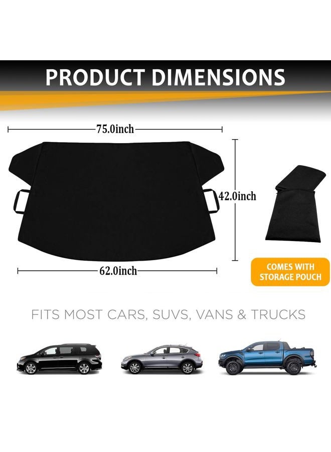 Monfasye Car Windshield Snow Cover Large Enhanced 600D Oxford Fabric Windshield Frost Cover for Ice and Snow Frost Waterproof Wiper Front Window Protects UV Sunshade Cover for Most Cars SUV Vans (75" x 42") - Image 2