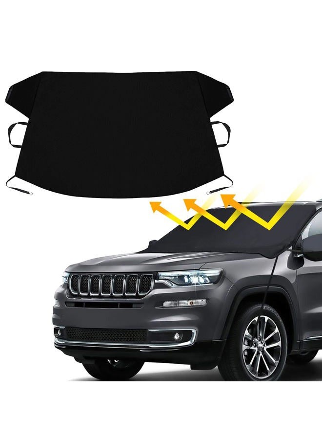 Monfasye Car Windshield Snow Cover Large Enhanced 600D Oxford Fabric Windshield Frost Cover for Ice and Snow Frost Waterproof Wiper Front Window Protects UV Sunshade Cover for Most Cars SUV Vans (75" x 42") - Image 1