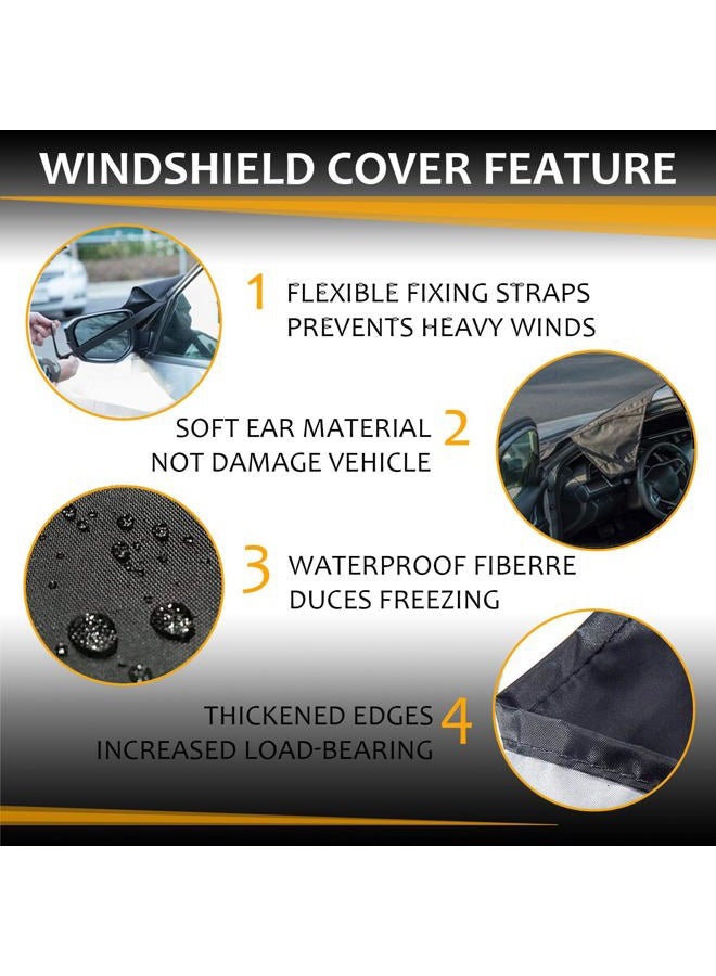 Monfasye Car Windshield Snow Cover Large Enhanced 600D Oxford Fabric Windshield Frost Cover for Ice and Snow Frost Waterproof Wiper Front Window Protects UV Sunshade Cover for Most Cars SUV Vans (75" x 42") - Image 4