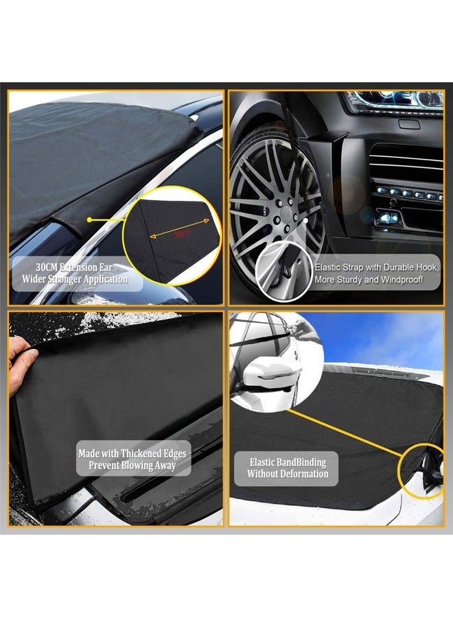 Monfasye Car Windshield Snow Cover Large Enhanced 600D Oxford Fabric Windshield Frost Cover for Ice and Snow Frost Waterproof Wiper Front Window Protects UV Sunshade Cover for Most Cars SUV Vans (75" x 42") - Image 5