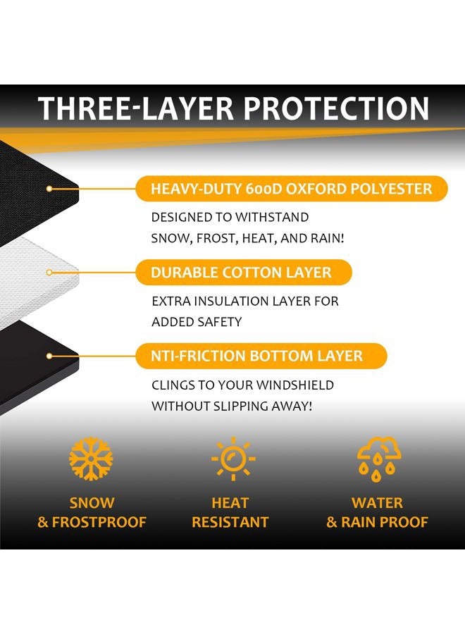 Monfasye Car Windshield Snow Cover Large Enhanced 600D Oxford Fabric Windshield Frost Cover for Ice and Snow Frost Waterproof Wiper Front Window Protects UV Sunshade Cover for Most Cars SUV Vans (75" x 42") - Image 3