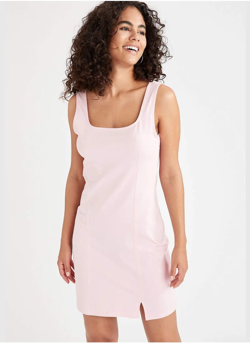 DeFacto Basic Strappy Mini Dress With Slit