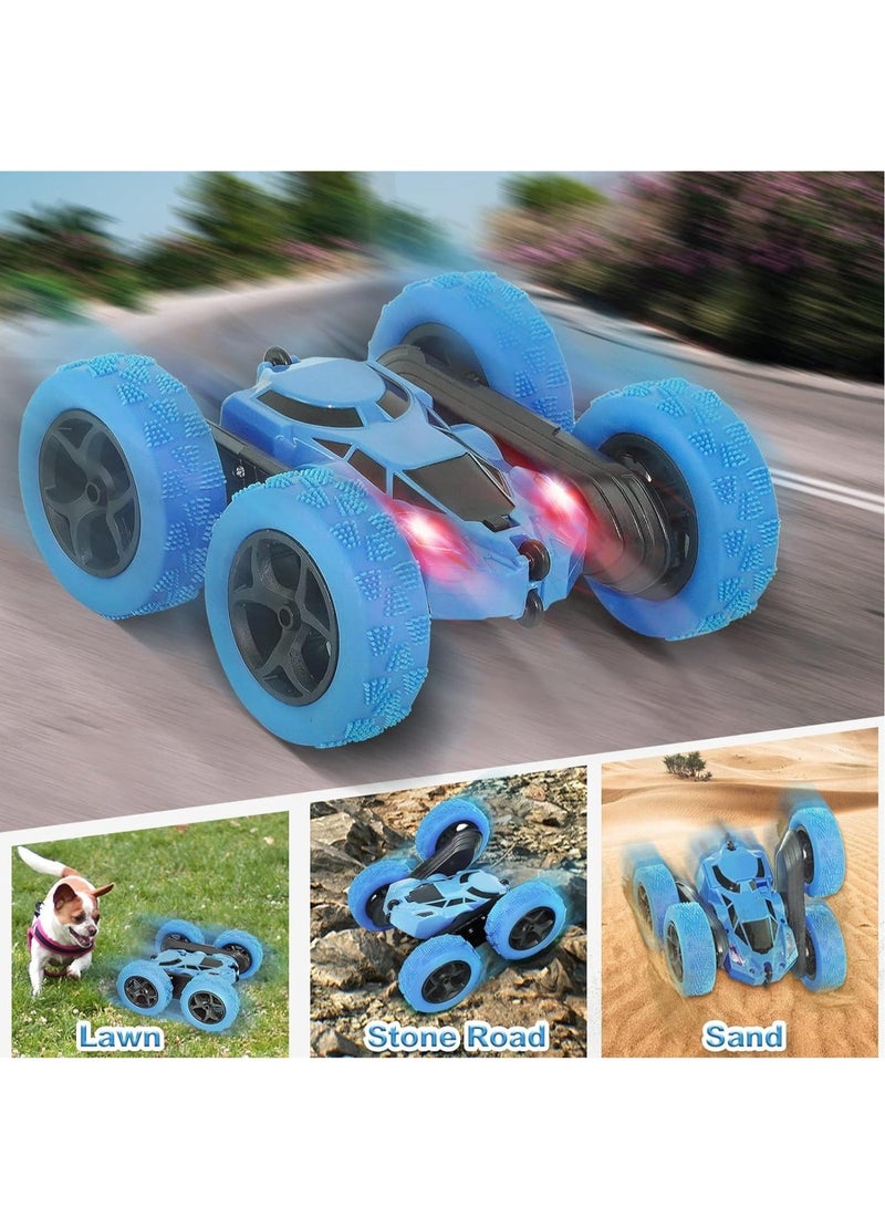 Loquat Remote Control Car Stunt RC Cars, 90 Min Playtime, 2.4Ghz Double Sided 360° Rotating RC Crawler with Headlights, 4WD Off Road Drift RC Race Car Toy for Kids Aged 5-16 (Blue) - Image 4
