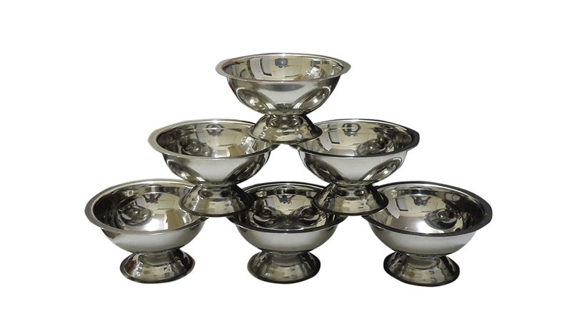 Dynore Stainless Steel 12 Piece Set of Ice-Cream Cups/Soup Bowl with Ice Cream Spoon - 6 Piece Each - Image 2