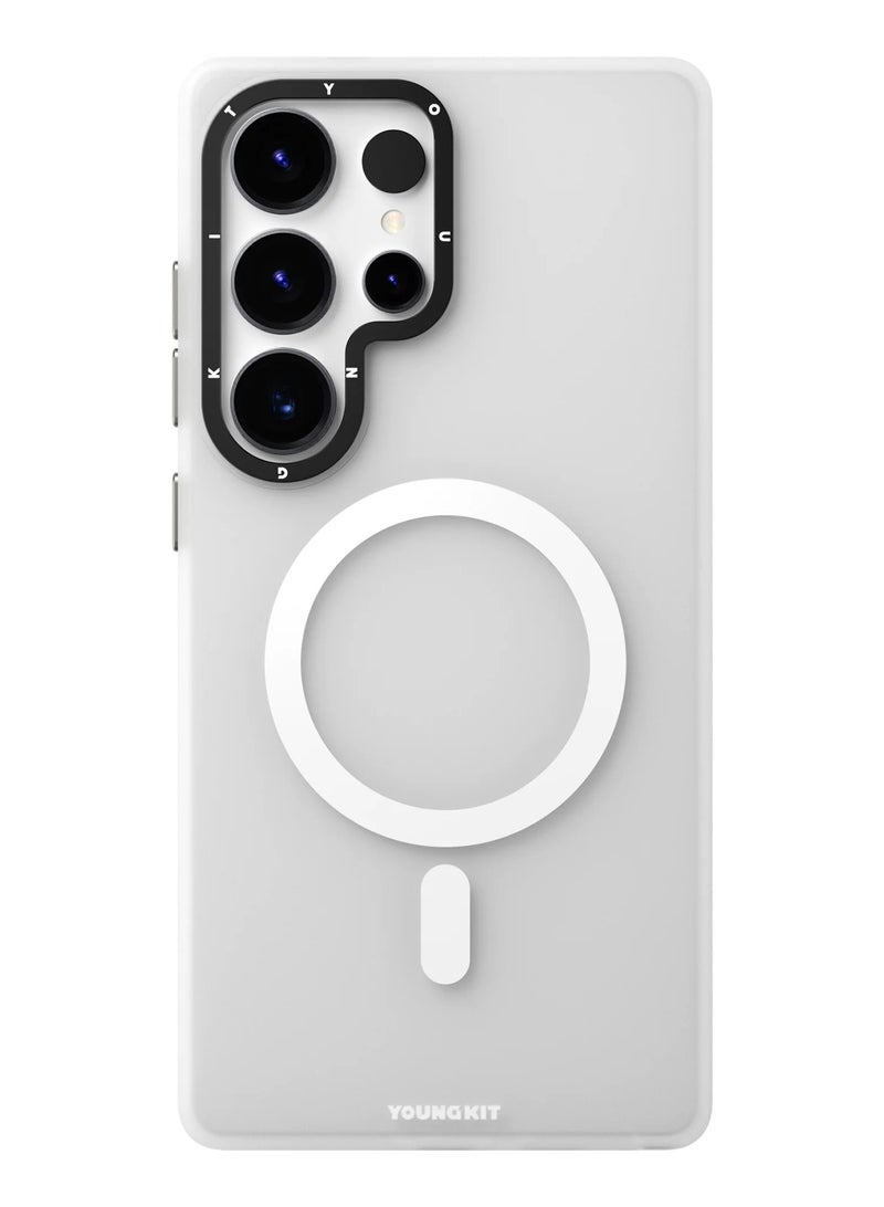 يونج كيت غطاء حماية خفيف الوزن بنقشة رملية غير لامعة لهاتف سامسونج جالاكسي إس ٢٥ ألترا - أبيض | غطاء واقٍ رفيع ناعم الملمس بتصميم بسيط - Image 1