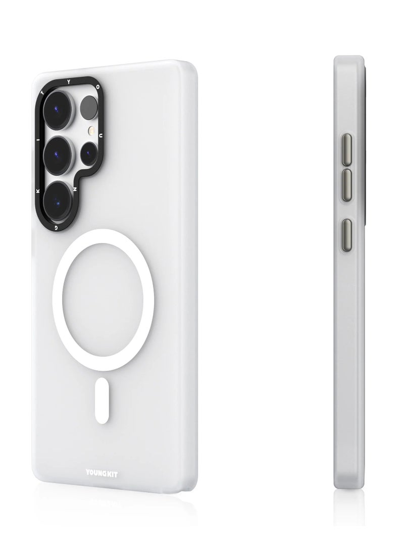 يونج كيت غطاء حماية خفيف الوزن بنقشة رملية غير لامعة لهاتف سامسونج جالاكسي إس ٢٥ ألترا - أبيض | غطاء واقٍ رفيع ناعم الملمس بتصميم بسيط - Image 2