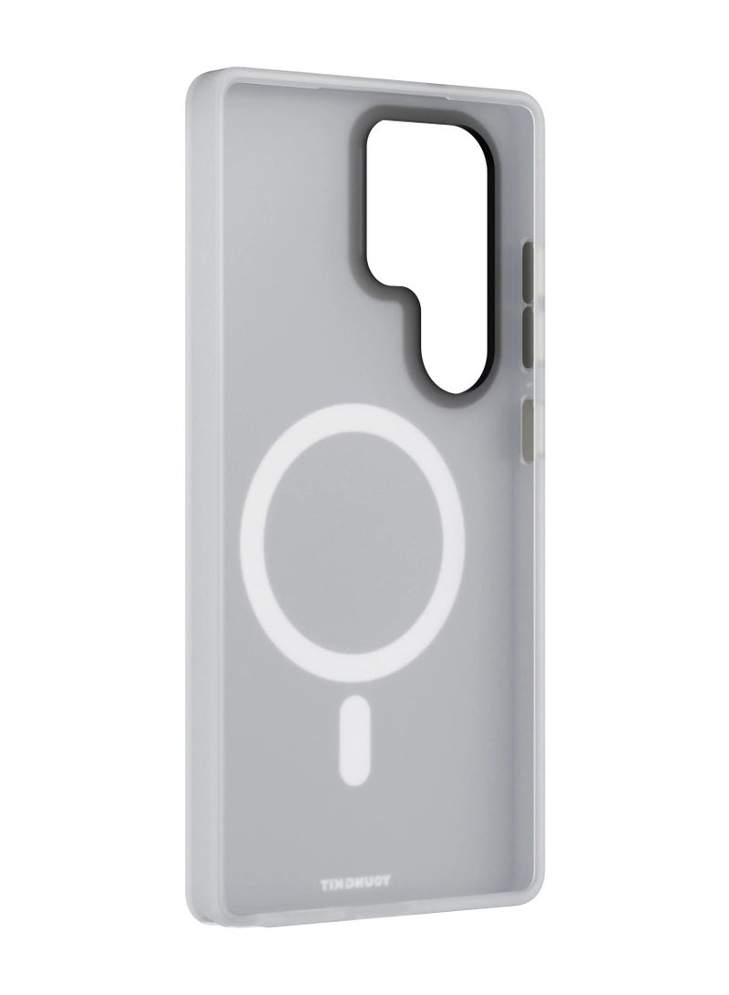 يونج كيت غطاء حماية خفيف الوزن بنقشة رملية غير لامعة لهاتف سامسونج جالاكسي إس ٢٥ ألترا - أبيض | غطاء واقٍ رفيع ناعم الملمس بتصميم بسيط - Image 3