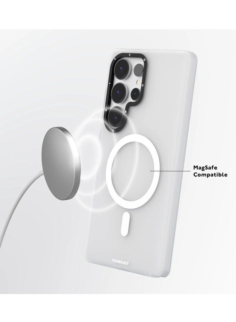 يونج كيت غطاء حماية خفيف الوزن بنقشة رملية غير لامعة لهاتف سامسونج جالاكسي إس ٢٥ ألترا - أبيض | غطاء واقٍ رفيع ناعم الملمس بتصميم بسيط - Image 5