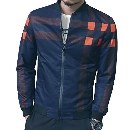LOGEEYAR Men's Bomber Jacket Casual Lightweight Jacket Color Block Windbreaker Coat with Pocket - Image 4