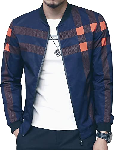 LOGEEYAR Men's Bomber Jacket Casual Lightweight Jacket Color Block Windbreaker Coat with Pocket - Image 1