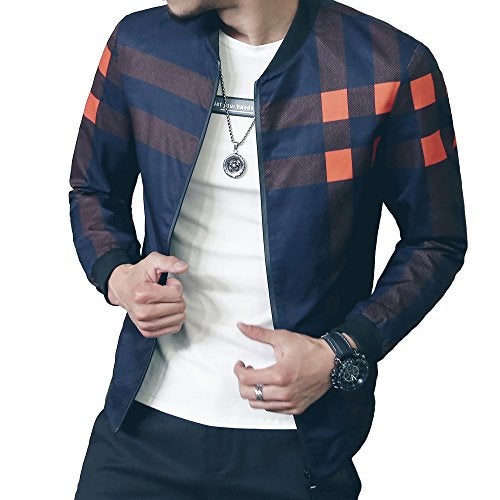 LOGEEYAR Men's Bomber Jacket Casual Lightweight Jacket Color Block Windbreaker Coat with Pocket - Image 3
