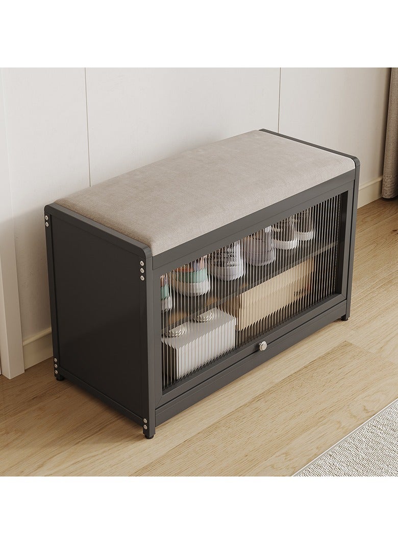 XiuWoo Shoe Rack Bench, Home Doorway Stool Shoe Cabinet, With Soft Upholstered Cushion, Transparent Door,Small Household Can Storage Shoe Shelf  - Image 1