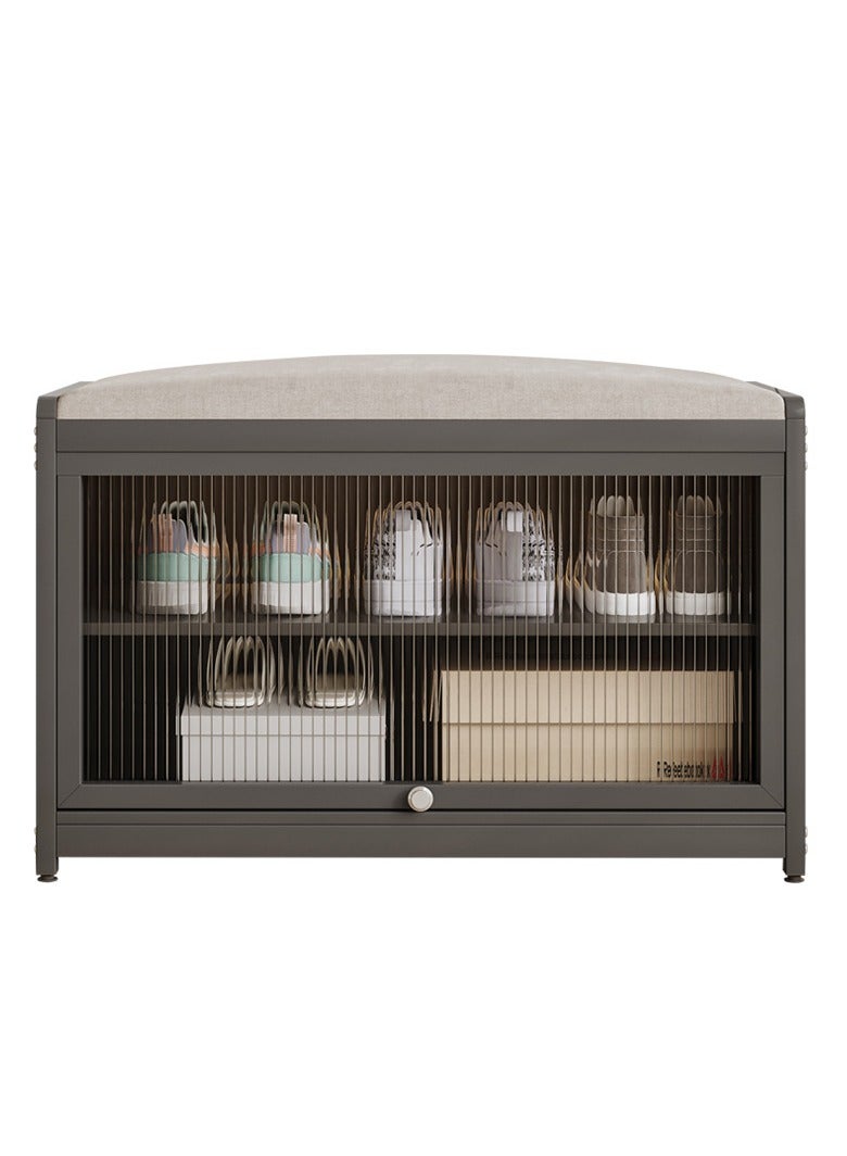 XiuWoo Shoe Rack Bench, Home Doorway Stool Shoe Cabinet, With Soft Upholstered Cushion, Transparent Door,Small Household Can Storage Shoe Shelf  - Image 3