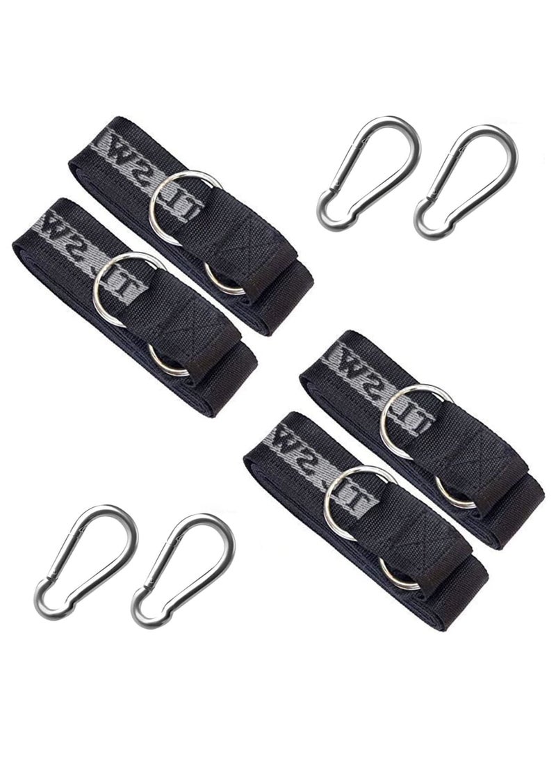 Barakah طقم تعليق أرجوحة الشجرة مع 4 أحزمة ثقيلة الوزن بطول 22 بوصة وكرابينات قوية، سعة 440 رطل، حوامل أرجوحة نايلون متينة للأرجوحة، أرجوحة الحبال، أرجوحة الشرفة، أرجوحة الفناء، للأطفال والبالغين (أسود) - Image 4