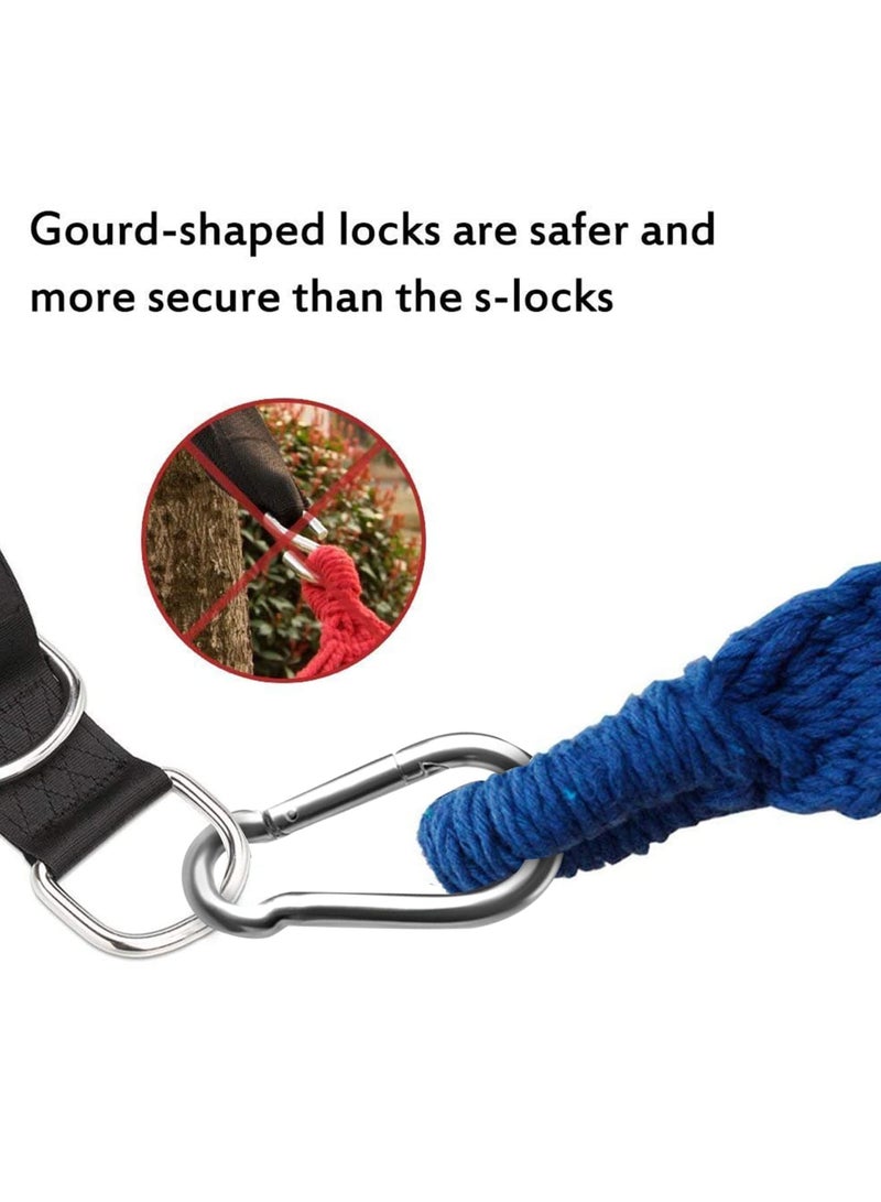 Barakah طقم تعليق أرجوحة الشجرة مع 4 أحزمة ثقيلة الوزن بطول 22 بوصة وكرابينات قوية، سعة 440 رطل، حوامل أرجوحة نايلون متينة للأرجوحة، أرجوحة الحبال، أرجوحة الشرفة، أرجوحة الفناء، للأطفال والبالغين (أسود) - Image 5