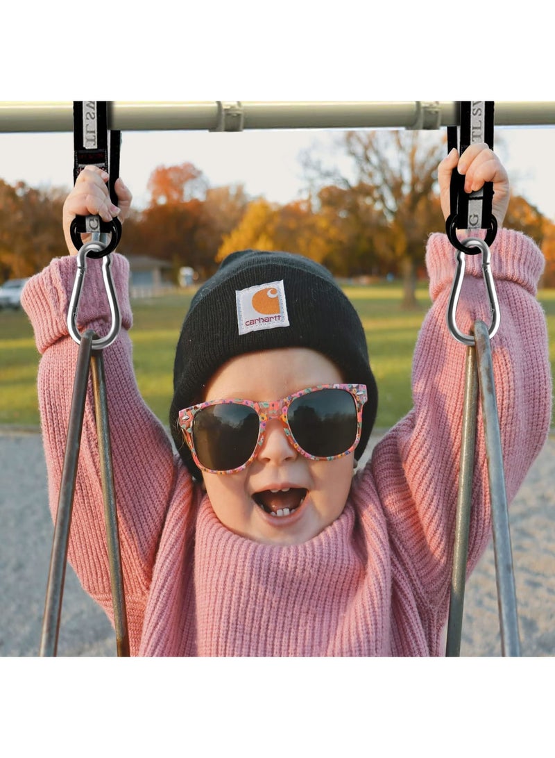 Barakah طقم تعليق أرجوحة الشجرة مع 4 أحزمة ثقيلة الوزن بطول 22 بوصة وكرابينات قوية، سعة 440 رطل، حوامل أرجوحة نايلون متينة للأرجوحة، أرجوحة الحبال، أرجوحة الشرفة، أرجوحة الفناء، للأطفال والبالغين (أسود) - Image 2