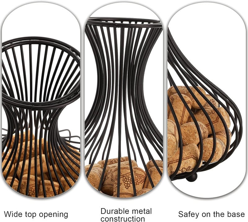 Tebery Metal Black Wine Cork Display Holder, Wine Stopper Collector, Decorative Free Standing Cork Storage Rack Catcher Container Cage, Holds 150 Wine Corks - Image 4