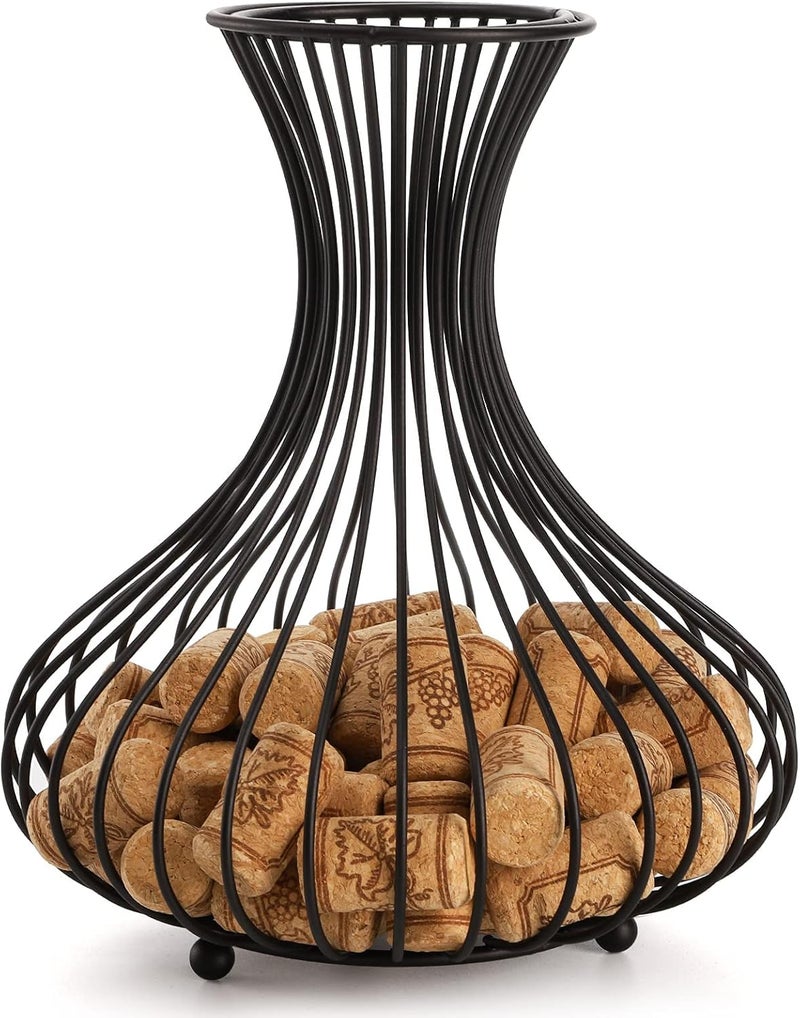 Tebery Metal Black Wine Cork Display Holder, Wine Stopper Collector, Decorative Free Standing Cork Storage Rack Catcher Container Cage, Holds 150 Wine Corks - Image 3