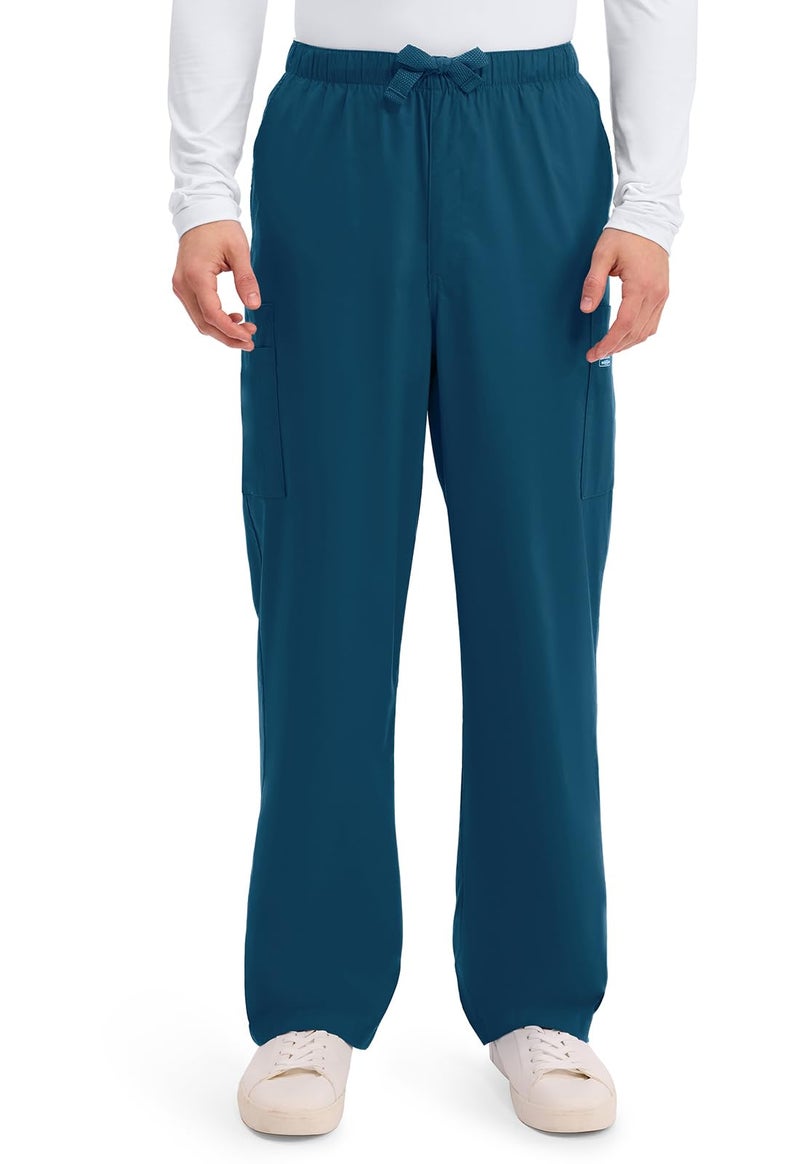 Cherokee Workwear Scrubs Men's Stretch Utility Pant, Caribbean Blue, Small