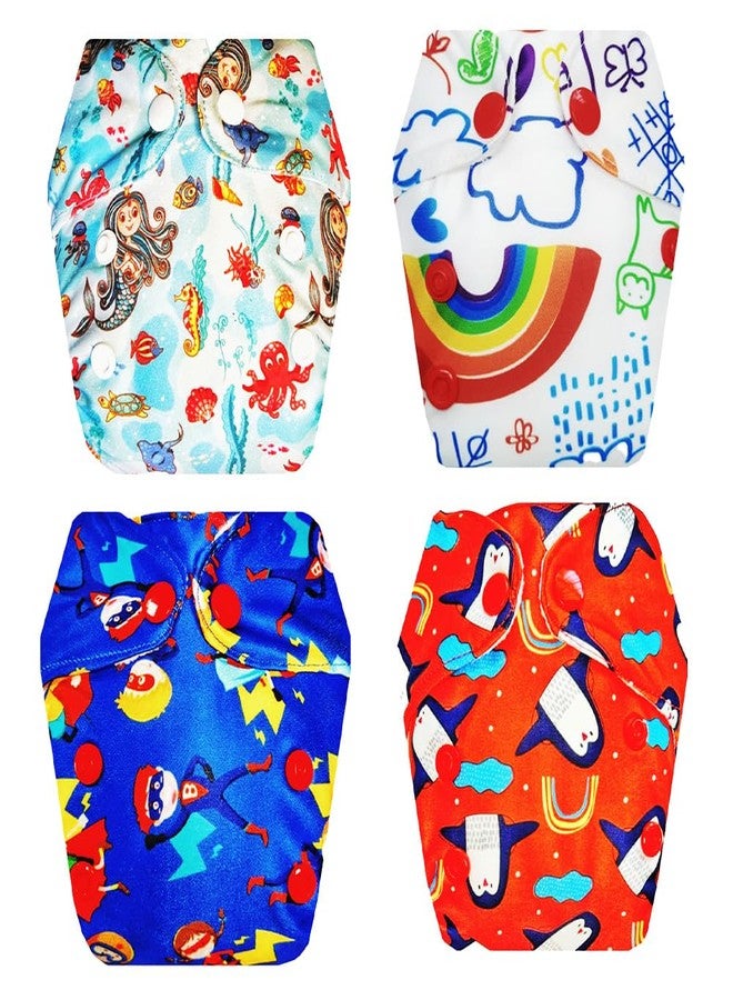 حفاضات قماشية فاخرة من دمبلدو للأطفال حديثي الولادة مع حشوة داخلية (عبوة من 4 قطع) | شعور بالجفاف والراحة | قابلة لإعادة الاستخدام والغسل | سهلة التنظيف | مثالية لفصل الصيف الهندي | من 0 إلى 4 أشهر | مناسبة للجنسين - Image 1