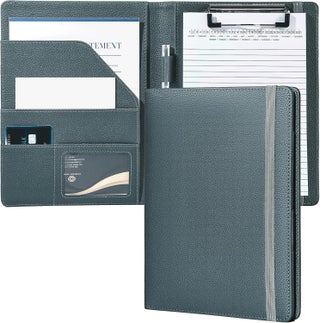 Mymazn Junior Padfolio Portfolio Folder Small A5 Clipboard with Cover for 5 x 8 Writing Pad Notepad Holder Legal Pad Holder for Business School Office Men Women Grey Green - pzsku/Z114F430D243E60173CDAZ/45/1747233986/445ba45e-a24c-4a46-b791-19d3dc3ebe80