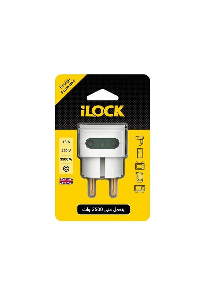 iLOCK iLOCK 3 Port Wall Adapter 16A 250V 3500 Watt White  - Image 1