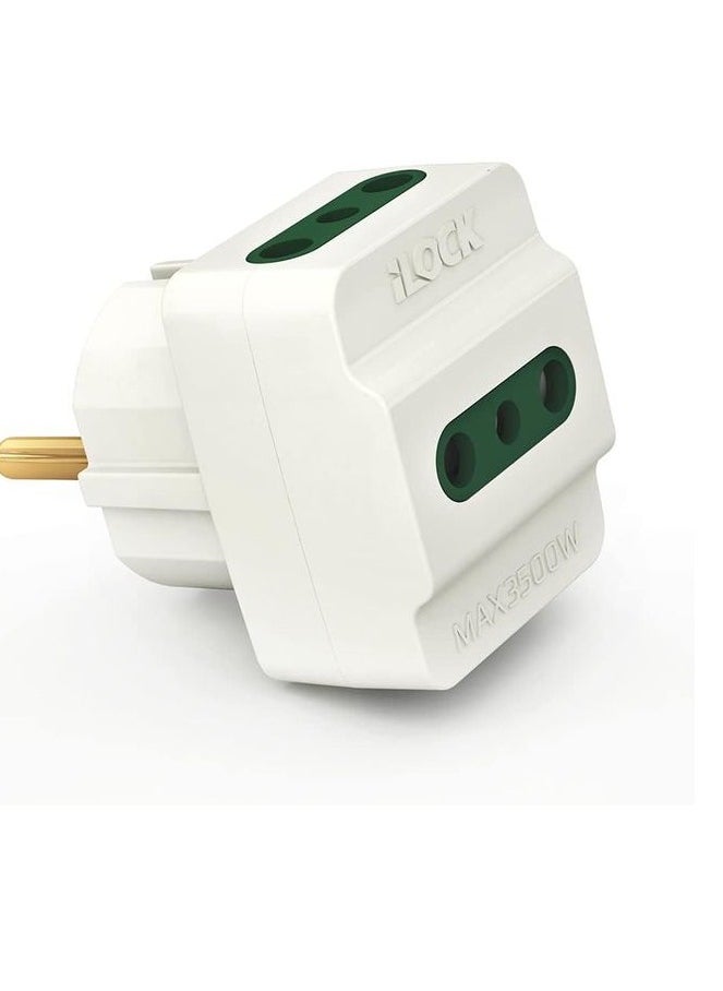 iLOCK iLOCK 3 Port Wall Adapter 16A 250V 3500 Watt White  - Image 3