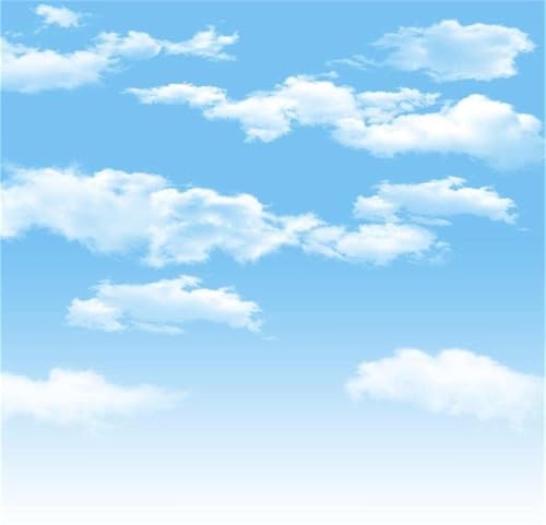 AOFOTO 5x5ft Blue Sky White Clouds Photography Background Spring Winter Party Decoration Birthday Wedding Cloud Backdrop Baby Kid Newborn Girl Boy Portrait Photo Studio Props Vinyl Wallpaper - Image 1