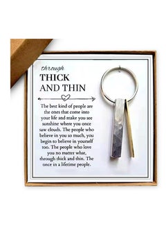 Through Thick and Thin Keychain, Inspirational Key Ring Gifts, Key Ring Gifts Box, for Friends Girlfriends Boyfriends Keychain Link Friendship Love