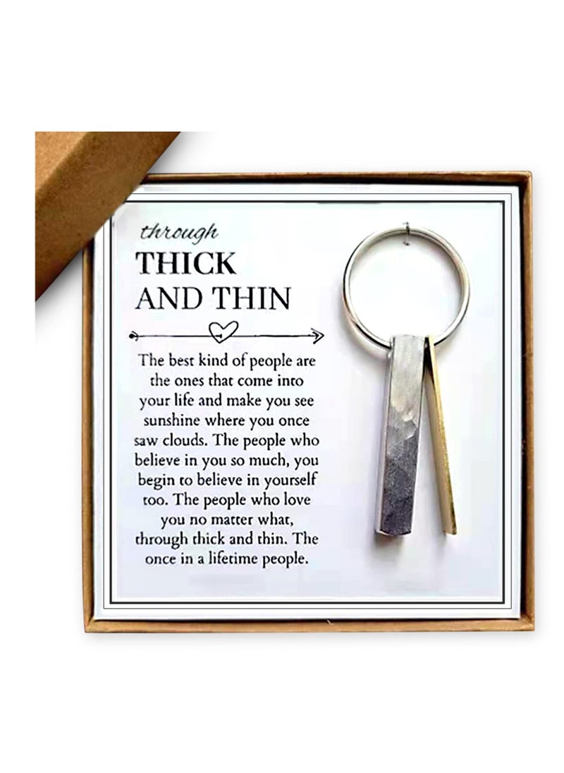 Excefore - Through Thick and Thin Keychain, Inspirational Key Ring Gifts, Key Ring Gifts Box, for Friends Girlfriends Boyfriends Keychain Link Friendship Love - Image 1