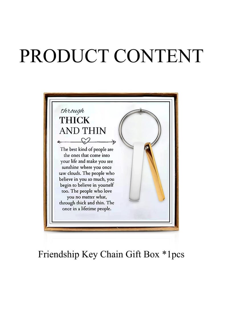 Excefore - Through Thick and Thin Keychain, Inspirational Key Ring Gifts, Key Ring Gifts Box, for Friends Girlfriends Boyfriends Keychain Link Friendship Love - Image 1