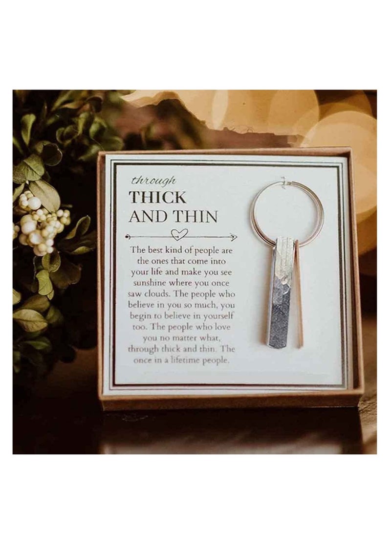 Excefore - Through Thick and Thin Keychain, Inspirational Key Ring Gifts, Key Ring Gifts Box, for Friends Girlfriends Boyfriends Keychain Link Friendship Love - Image 1