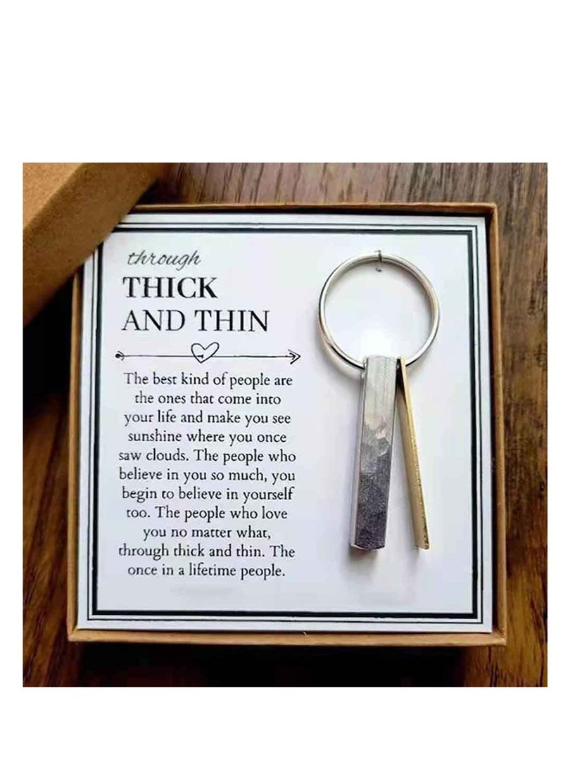 Excefore - Through Thick and Thin Keychain, Inspirational Key Ring Gifts, Key Ring Gifts Box, for Friends Girlfriends Boyfriends Keychain Link Friendship Love - Image 1