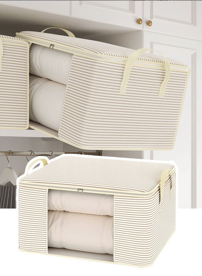 حقيبة تخزين، منظمات خزائن الملابس، حقيبة تخزين كبيرة للخزانة، صندوق تخزين للخزانة بمقابض حمل، نافذة شفافة، حقيبة تنظيم خزانة سميكة لجميع الملابس والأدوات المنزلية المتنوعة - Image 1