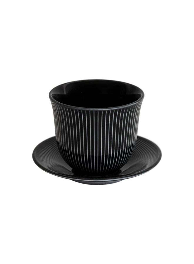 Loveramics Brewers 250ml Embossed Porcelain Tasting Cup With 13cm Plate Black