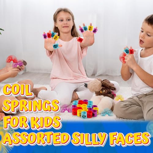Bedwina Mega Pack of 50 Coil Springs for Kids Assorted Silly Faces and Colors Mini Plastic Spring Toy for Party Favors Carnival Prizes Gift Goodie Bag Filler Stocking Stuffers - Image 5