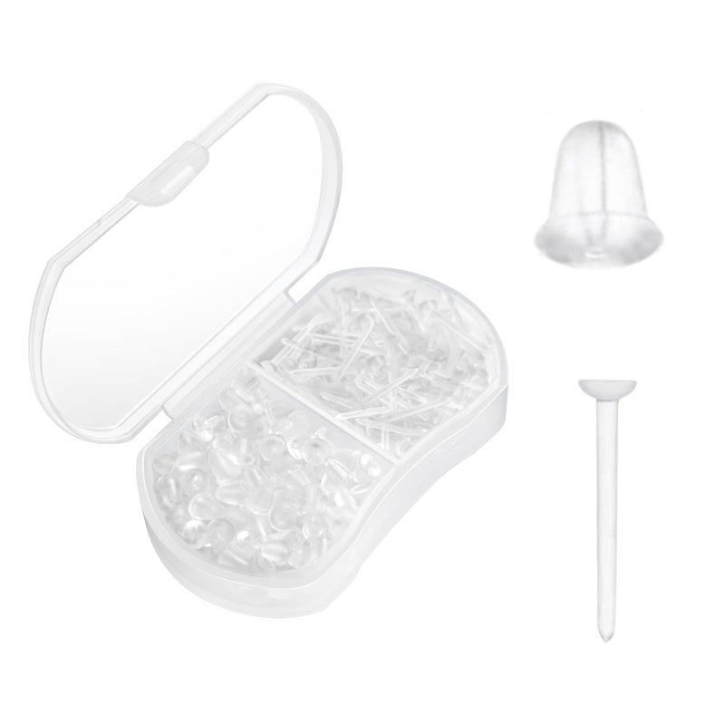 Plastic Earring Pins and Backs Hypoallergenic Earring Posts with Back Lock 100 Pairs