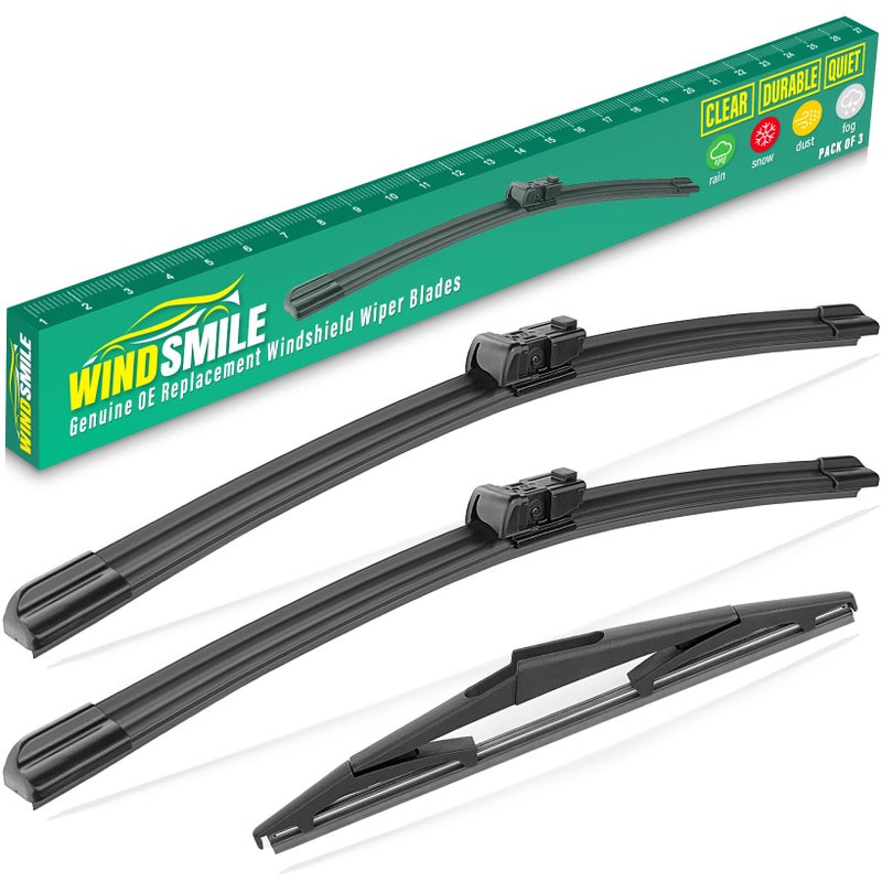WINDSMILE 26 19 10 Windshield Wiper Blades Replacement for Nissan Pathfinder 2022 2023 2024 2025 Premium All Weather Front Rear Wipers Set OEM Quality Pack of 3 - Image 2
