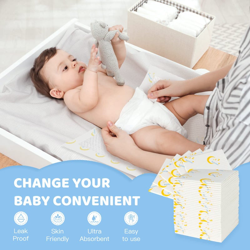 Buyockss Baby Disposable Changing Pads 100 Count Incontinence Underpad Diaper Changing Liners Quick Absorb Soft Breathable Waterproof Leak Proof 13x18in - Image 3