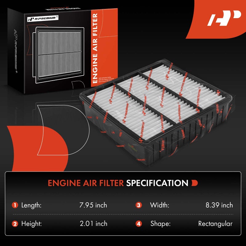 A-Premium A-Premium Engine Air Filter Compatible with Mitsubishi Lancer 2002-2007 2011, Mirage 1997-2002, Outlander 2003-2006  - Image 2