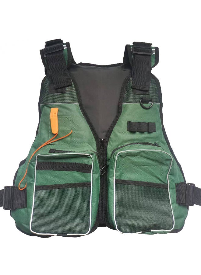 Generic Jiuran Fishing Special Multifunctional Hydro Jacket Life Jacket Multi-Pocket Sanda Fishing Vest Sea Fishing Survival Vest-Color:Green  - Image 1