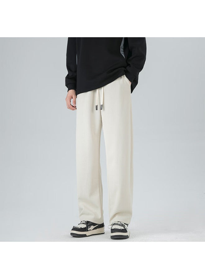 Homlean Silky Wide-leg Pants For Men, Autumn And Winter Fashion Versatile Loose Straight Casual Trousers, Universal Long Pants Ls68 Apricot Color XL - Image 5