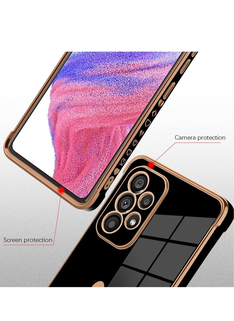 جراب متوافق مع Samsung Galaxy A53 5G، جراب فاخر أنيق مطلي بالكهرباء، جراب واقي للكاميرا، جراب خلفي ناعم من مادة TPU مقاوم للصدمات لهاتف Galaxy A53 5G، أسود - Image 2