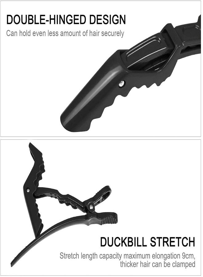Rlanos Professional Hair Styling Clips Sectioning Crocodile hair clips Duckbill Clips Section clips, Non-Slip Hairdresser dedicated Partition Hairgrips For Thick Hair Large Hairpin Black (pack of 6) - Image 2