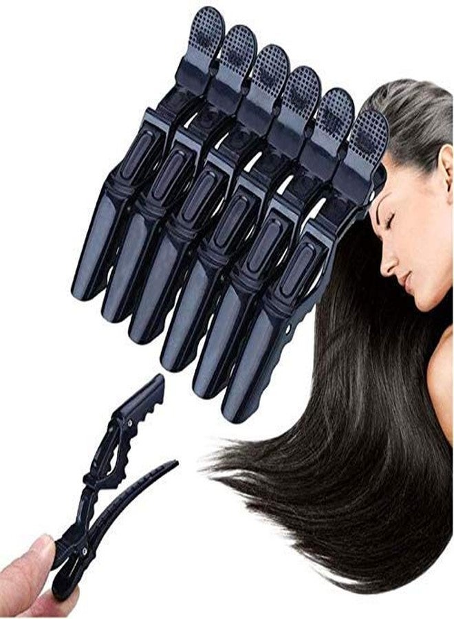 Rlanos Professional Hair Styling Clips Sectioning Crocodile hair clips Duckbill Clips Section clips, Non-Slip Hairdresser dedicated Partition Hairgrips For Thick Hair Large Hairpin Black (pack of 6) - Image 1