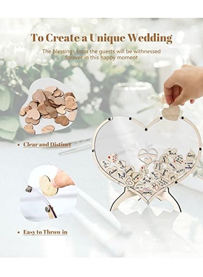 Wooden Heart Wedding Guest Book Alternative With Storage Box Stand Single Heart Color - Image 4