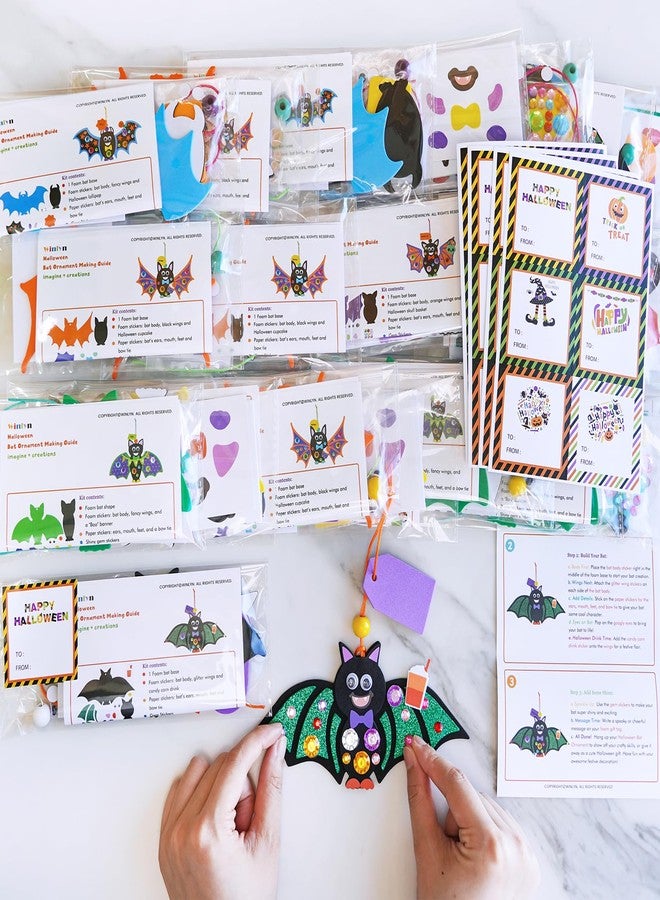Winlyn 24 Sets Halloween Craft Kits - DIY Bat Ornaments & Decorations - Foam Bats - Kids' Arts & Crafts - Party Favors - Image 4