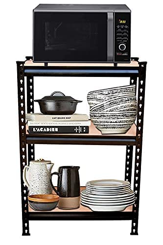 VISHVA 30 24 12 Inches 3 Shelves Iron Matte Finish Adjustable Shelving Unit Storage Utility Display Rack Steel Boltless Rivet Rack Black - Image 3