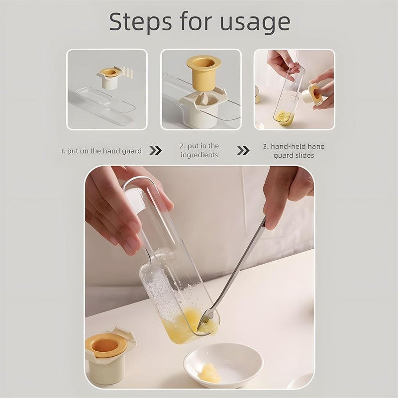 KASTWAVE Garlic Chopper and Mincer, Manual 3-in-1, Mini Portable Vegetable Cutter for Onion, Chili, Ginger, Herbs & Spices – Handheld Slicer with Container, Easy to Clean Kitchen Tool (Beige) - Image 4